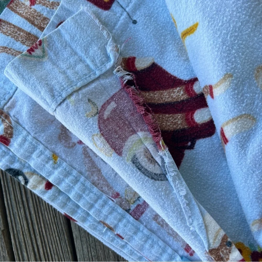 VTG Nick & Nora Sock Monkey 4-Piece Full Size Flannel Sheet Set 100% Cotton READ